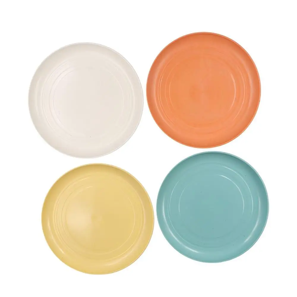 Kitchen Accessories Plastic Wheat Straw Plates Round Lightweight Dinner Plates Unbreakable Microwave Safe Tableware Fruit