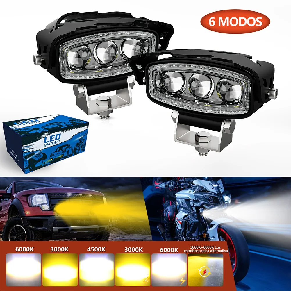 

6 MODOS LED Motorcycle Lights Motorcycle Double Spotlights Modified Electric Vehicle Lights Universal Indicator Headlight