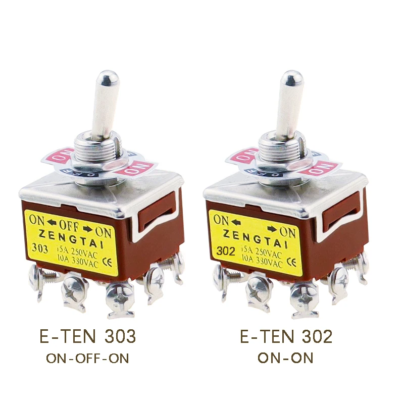 1 szt. 3PDT włączanie/wyłączanie/włączanie 3 pozycje 9 zacisków śrubowych przełącznik dwupozycyjny AC 250 V 15A E-TEN 303 E-TEN 302