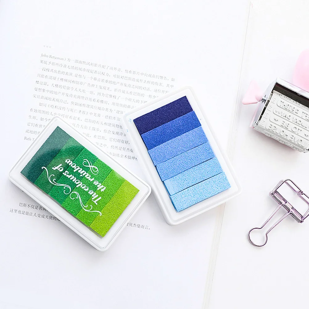 1 قطعة DIY بها بنفسك قوس قزح مختمة 6-اللون التدرج متعدد الألوان الحرفية ختم مجموعة ل سجل القصاصات بصمة الإبهام الفن سهلة التنظيف #6