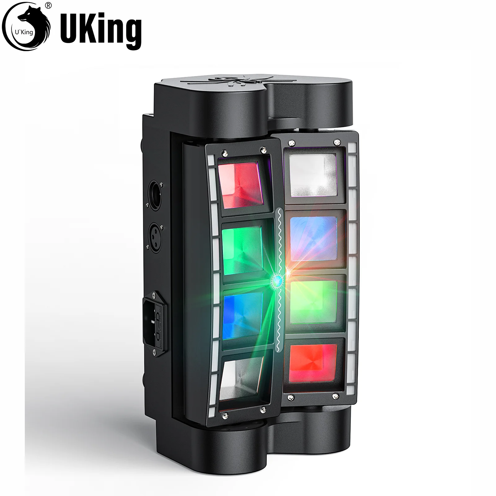 U'king หลอดไฟหน้าสไปเดอร์เคลื่อนไหวพร้อมลำแสง LED 8x3W RGBW ไฟดีเจและแถบแสง2พิกเซล DMX ไฟเวทีสำหรับปาร์ตี้ดิสโก้งานแต่งงาน