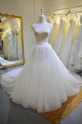 Luxury Soft Tulle Detachable Skirt Train Wedding Lace Appliques Removable Skirt For Dresses Bridal Overskirt