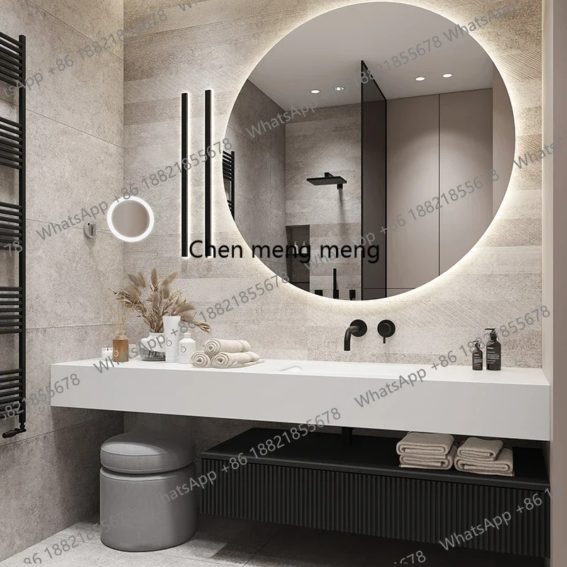 

XinHang Slate Bathroom Furniture Integrated Basin Wintabinet Combination Washbasin Washing Solid Wood Cabinet Smart Light Luxury