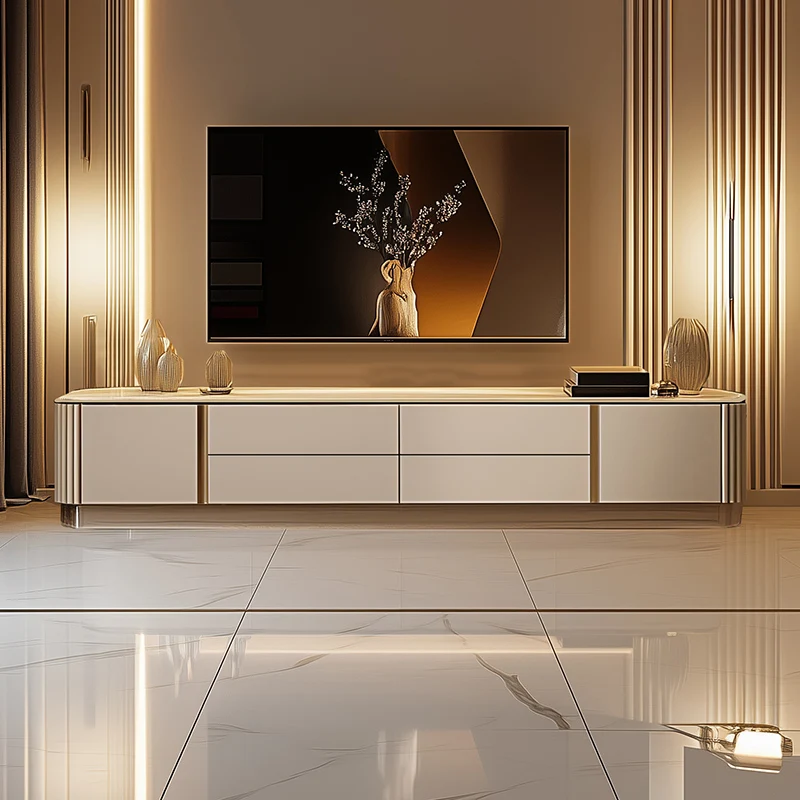 Narrow Minimalist Tv Cabinet Hiding Extendable Long White Tv Stands Modern Storage Designer Mueble Televisor Furniture For Home