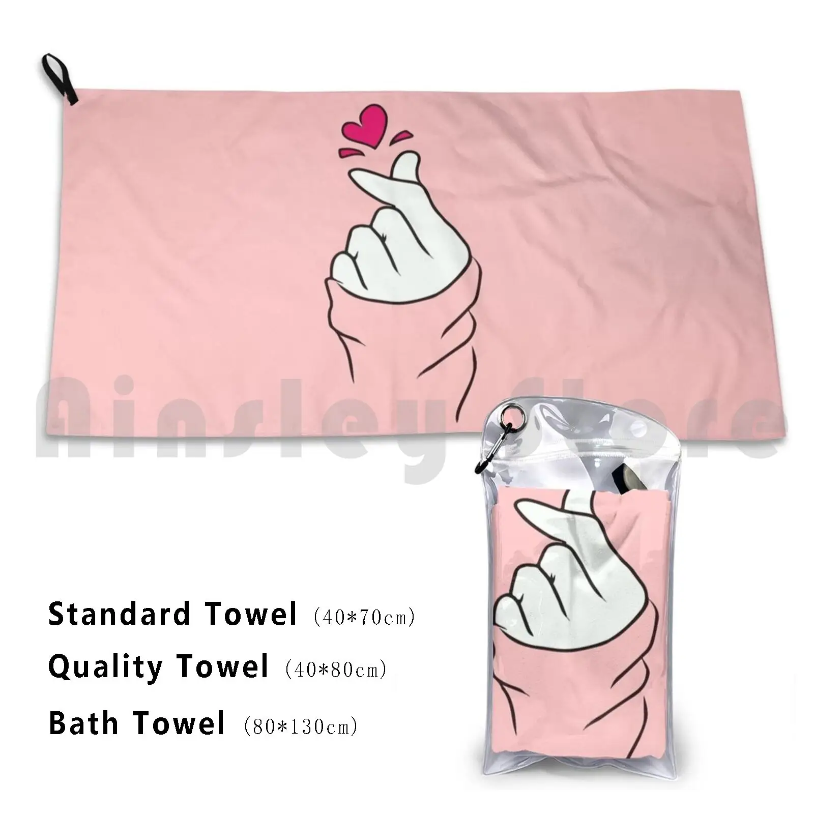 Towel Korean Drama | Saranghae Finger Heart I Ilove Two Finger Movement Of The Heart | K-Pop Print Washable