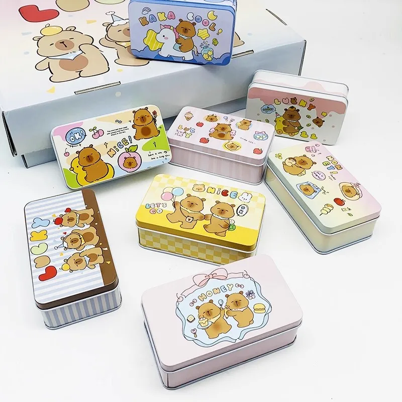 10 Pcs  Cartoon Bear Animal Rectangular Tinplate Metal Storage Boxes  For Ornaments,Wedding Candy ,Sundry Goods，Cute Gift ,Iron