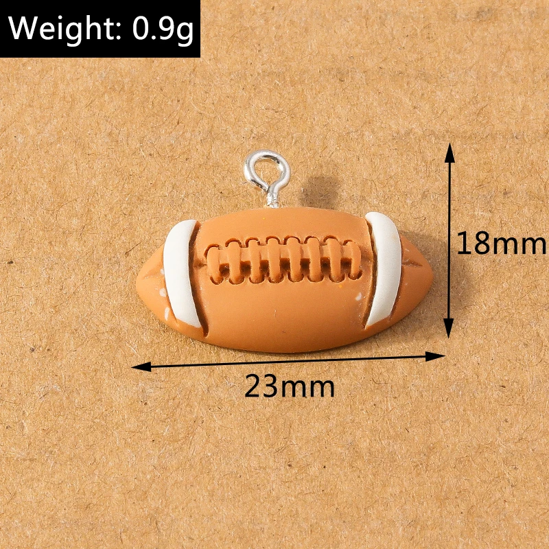 10 Stück Mini 3D Fußball-Anhänger aus Harz, Sportball-Charms für DIY Ohrringe, Halsketten, Armbänder, Schmuckherstellung und Zubehör – Detail 2