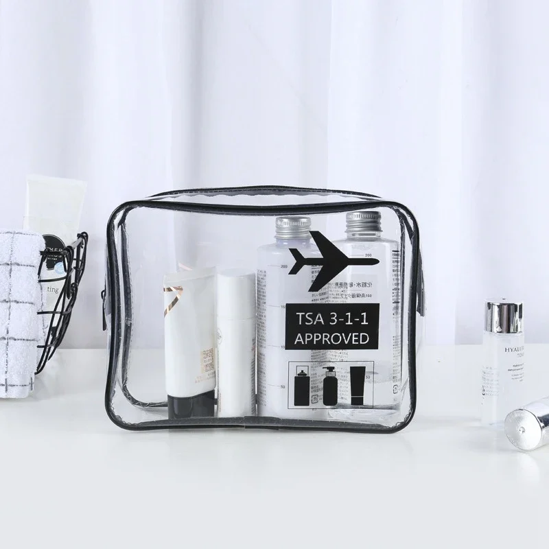 Transparent Cosmetic Bag PVC Women Zipper Clear Makeup Storage Bags Travel Toiletries Organizer Waterproof Toiletry Wash Bag