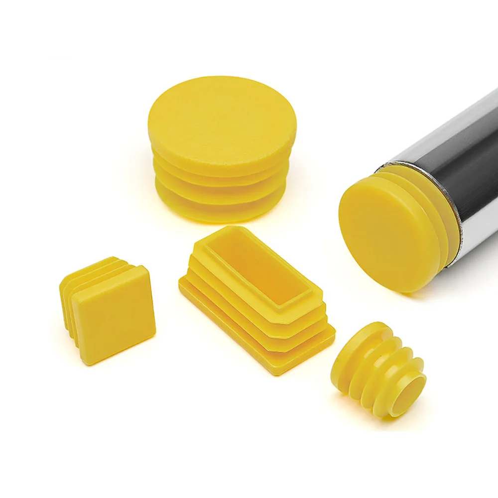 4/10pcs Yellow Round/Square Plastic Blanking End Caps Chair Legs Tube Pipe Inserts Plug  Dust Cover Furniture Accessories