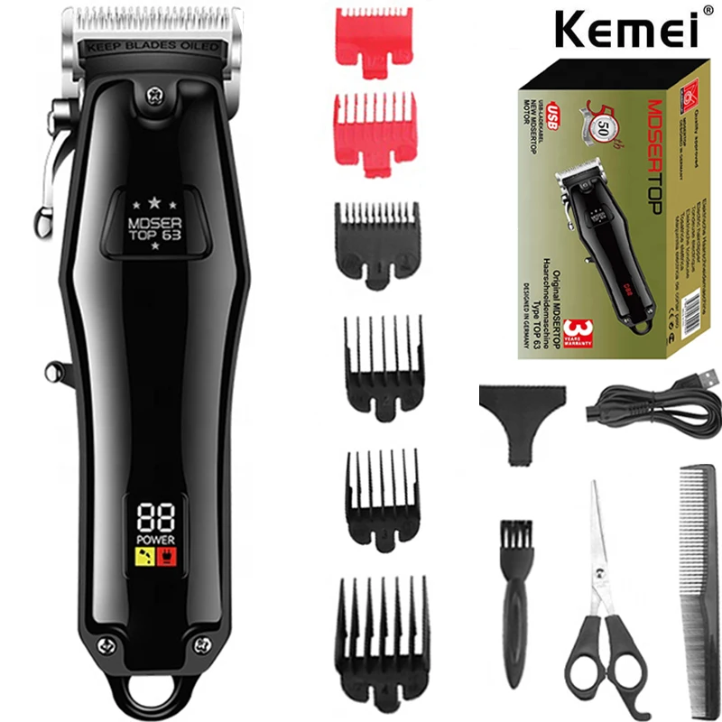 Kemei Barber Shop Electric Hair Clipper Professional Cordless Hair Trimmer Rechargeable Lithium Battery Haircut Machine for Men