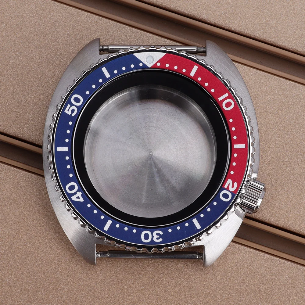 

45MM Diver Silvery Watch Case Sapphire Glass Solid Bottom Cover For Turtle Abalone NH35 NH36 NH38/34 Movement High Quality Parts