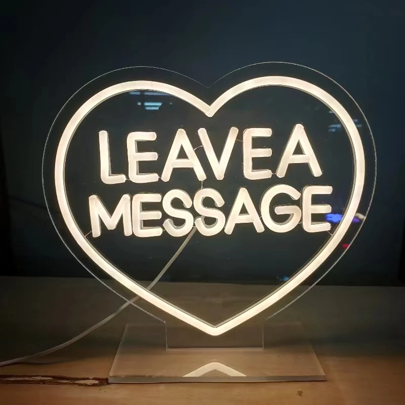 FY Custom LED Neon Sign with Stand Base, Wedding Guest Book Neon Light for Reception Message Display