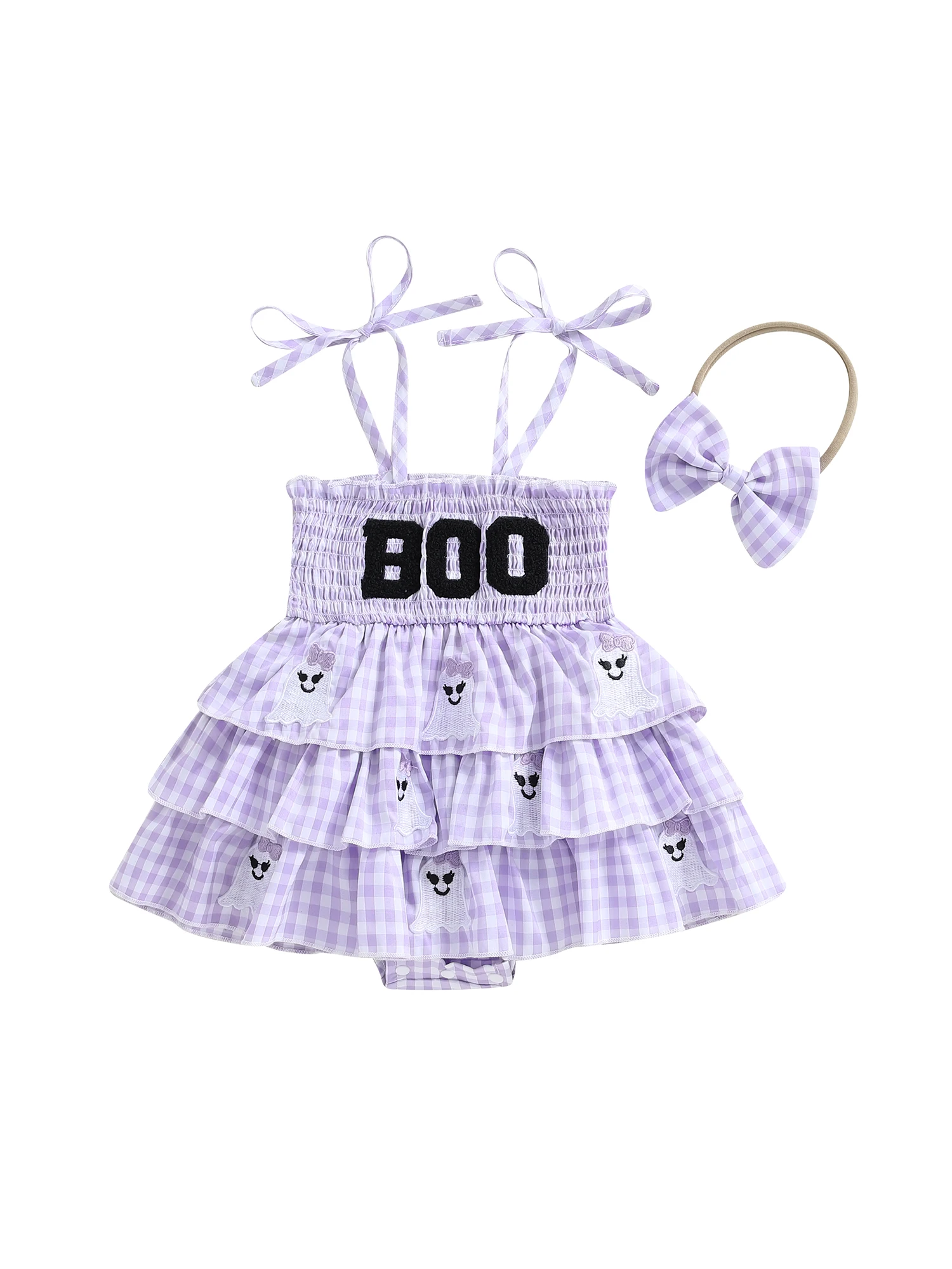 

Toddler Boy Striped Overall Set Halloween Pumpkin Embroidery Sleeveless Romper Jumpsuit with Hat and Socks