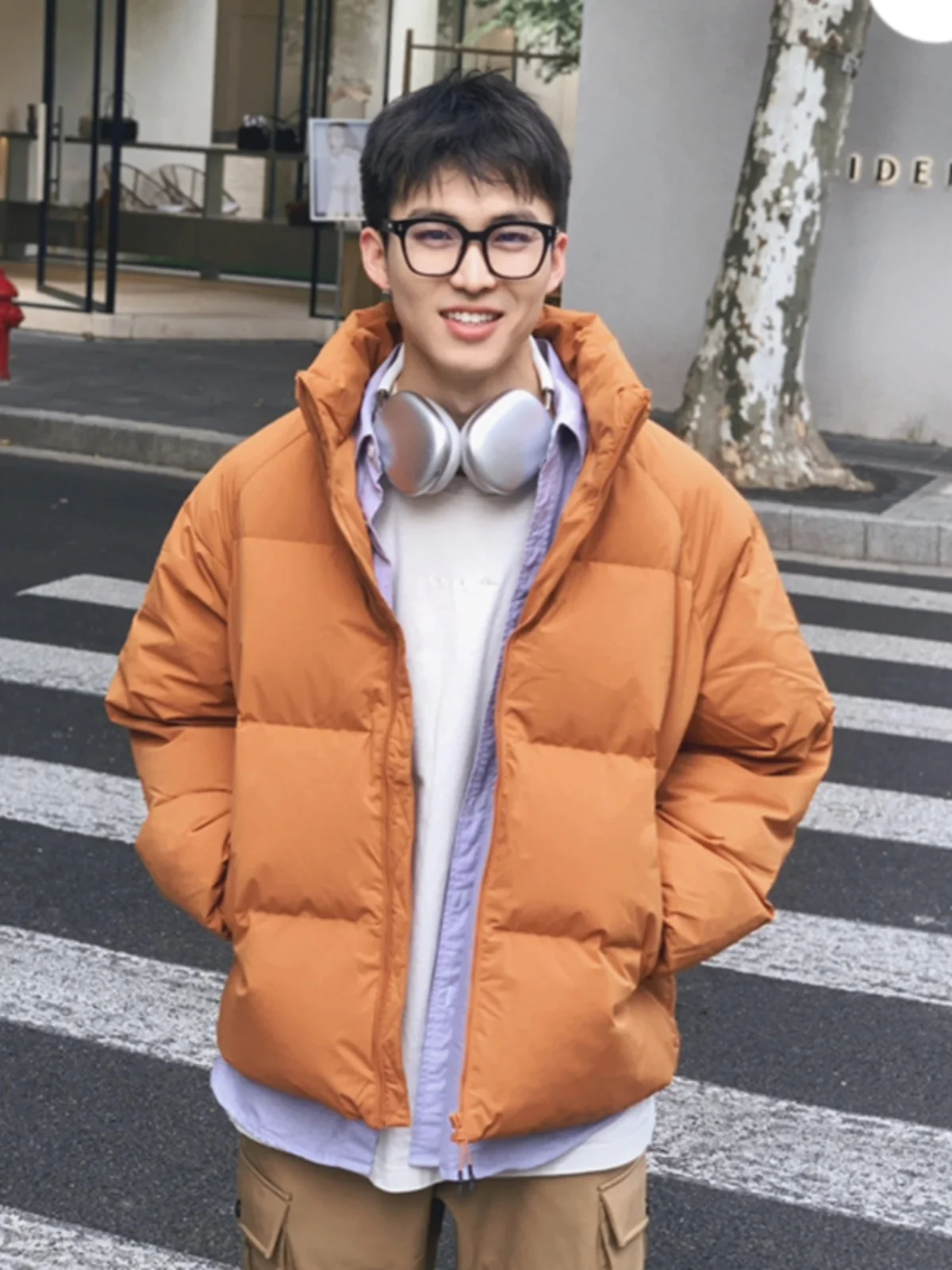 

Зимняя утепленная мужская хлопковая куртка с воротником-стойкой, модная молодежная повседневная куртка в уличном стиле, приталенный крой, полиэстер