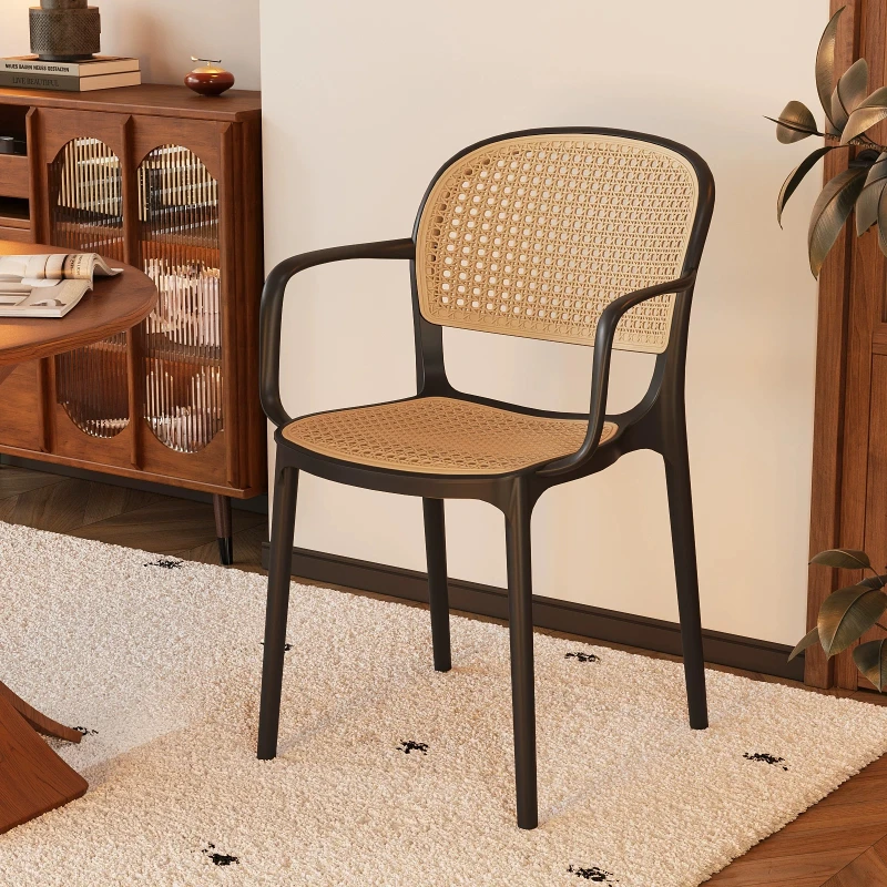 Cadeiras de Jantar Bonitas e Antigas, Cadeiras Rústicas de Rattan para Cozinha, Móveis para Sala de Jantar