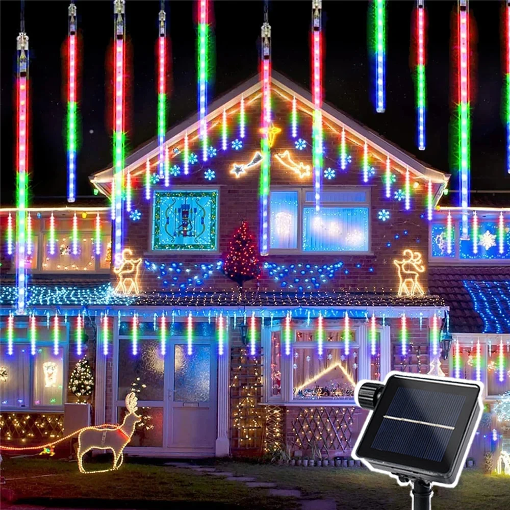 

Outdoor Fairy Light 30/50cm LED Solar Meteor Shower Rain String Light Holiday Garland Wedding Christmas Tree Decoration 8 Tubes