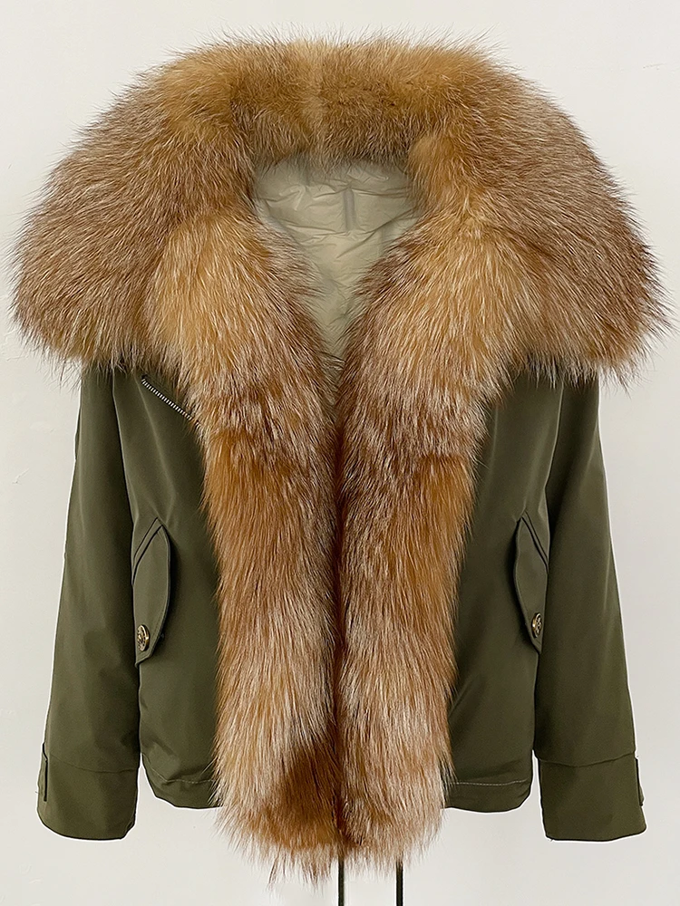 جديد إمرأة دافئ كبير الطبيعية الثعلب الفراء طوق أسفل معطف مقاوم للماء Safai الفراء الحقيقي سترة منفوخة الإناث الخريف الشتاء الملابس