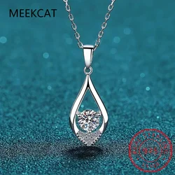 925 Sterling Silver Moissanite 1 Carat Water Drop Necklace Clavicle Chain Fashion Trend Design Light Luxury Senior Ladies