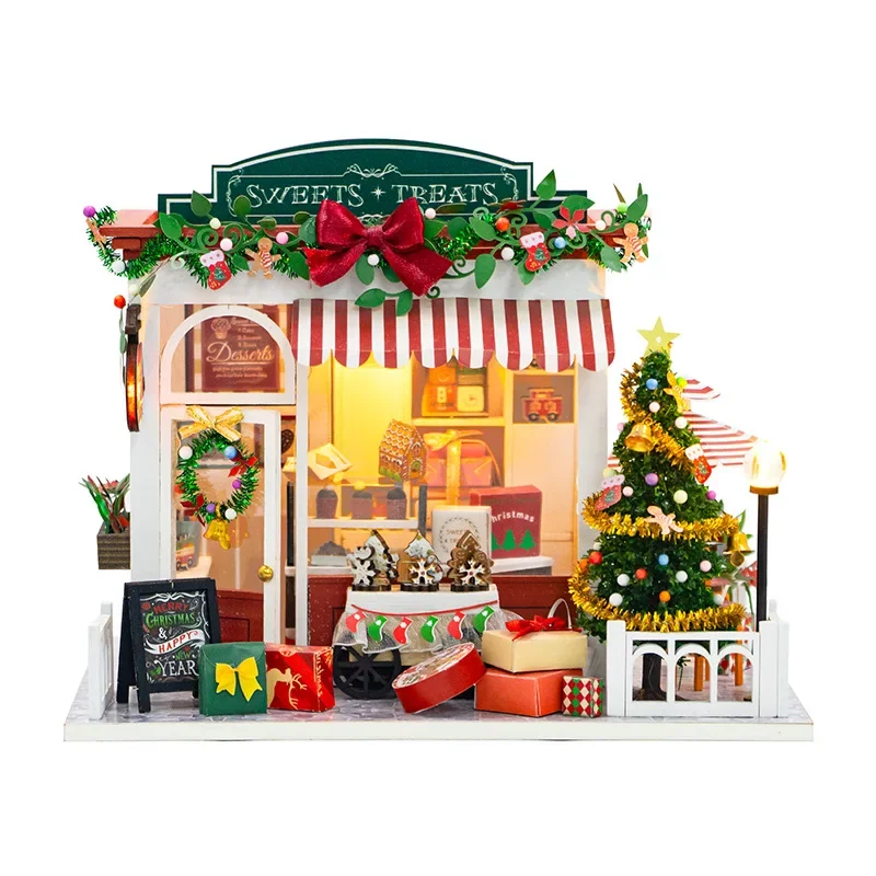 DIY Christmas hut hand-assembled villa model ornament miniature house for Christmas gifts