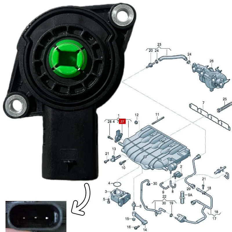 

NEW Flap Position Engine Air Intake Manifold Runner Control Sensor For Tiguan Passat B7 CC Golf Skoda Octavia Superb 07L907386B