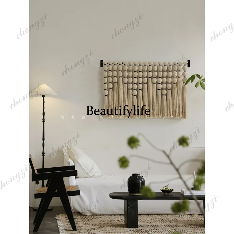 A73 Lily white antique fringed tapestry hand-woven French decoration living room bedside entrance art wall decoration