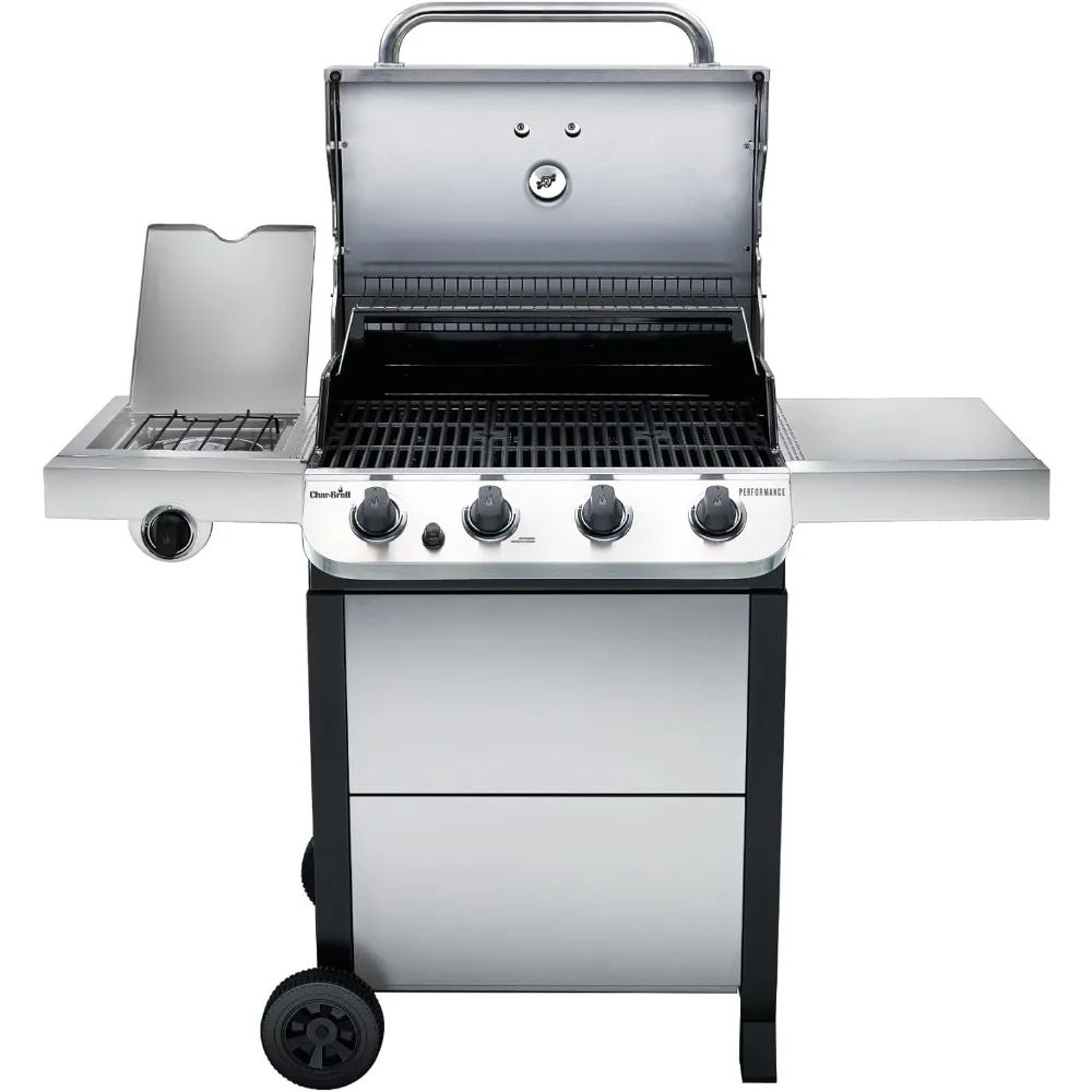 BBQ Grill Convective 4-Burner With Side Burner Cart Propane Gas Stainless Steel Grills Outdoors Grill Portable BBQ Grill