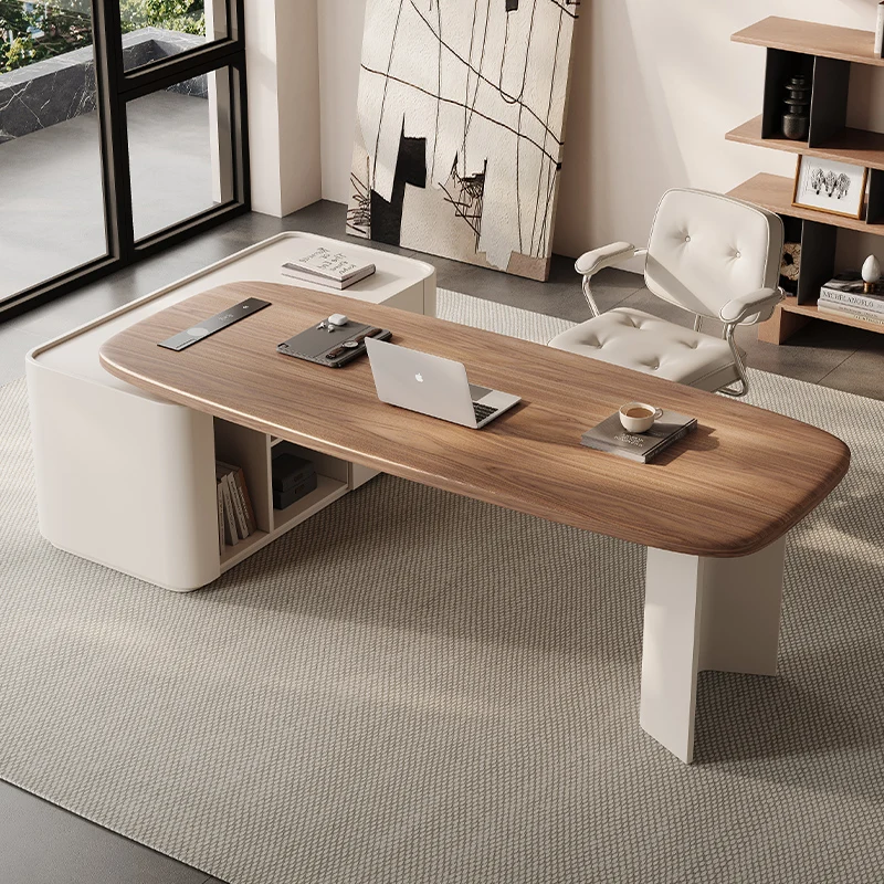 

Solid wood cream style desk high-end medical beauty consultation table modern simple computer desk