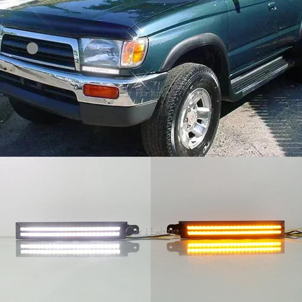 New！ Car LED Daytime Running Light For Toyota 4 Runner 4Runner 1996 1997 1998 1999 2000 2001 2002 DRL Fog Lamp with turn signal