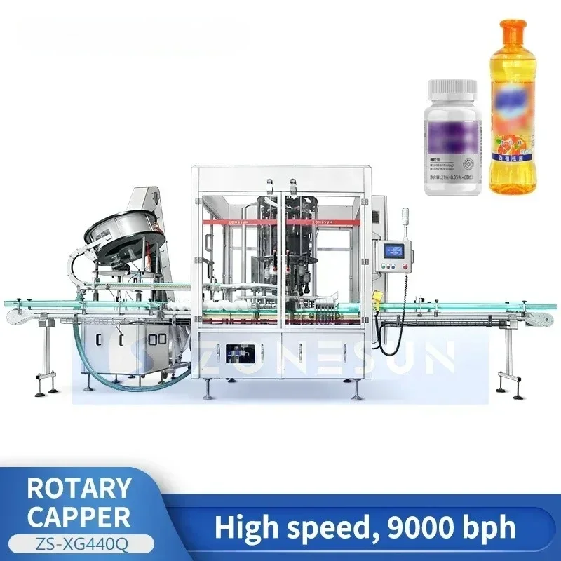 Zonesun High Speed Capping Machine Rotary Capper Capping Turrets Automatic Screw Capping Machine ZS-XG440Q