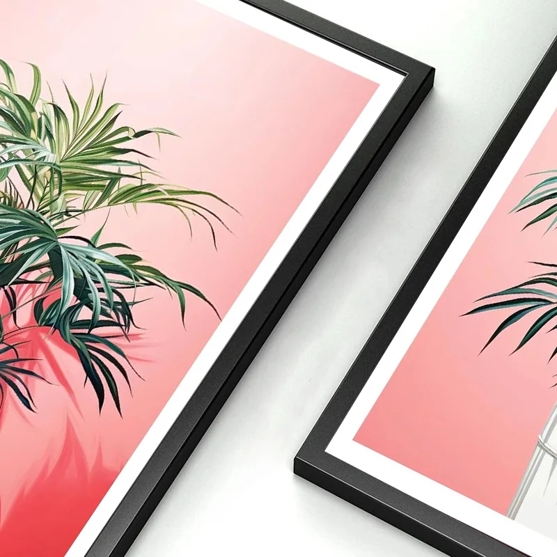 ميامي مستوحاة النبات المشارك Monstera السرخس المرجان والنباتات الخضراء صورة قماش اللوحة الوردي جدار الفن غرفة المعيشة ديكور المنزل