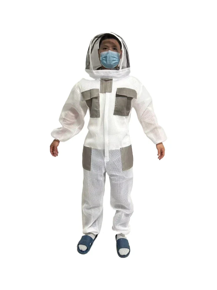 

New Grey Beekeeper Suit with Ventilated Fencing Hood 100% Polyester for Bee Researcher Outfit