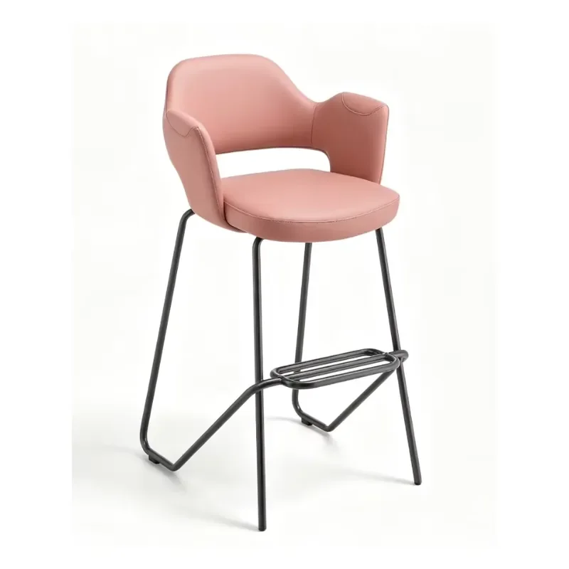 Modern Ergonomic Bar Stool 360 Swivel PU Leather Seat Stable Metal Base High Counter Chair for Home Kitchen Commercial Use