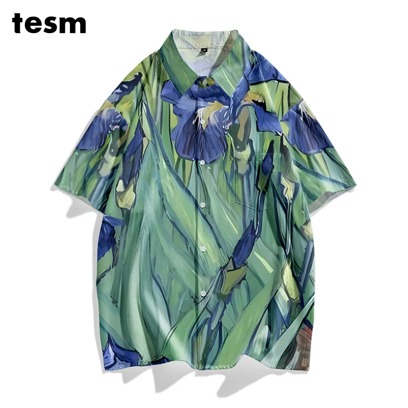 

TESM Summer Couple Matching Hawaiian Shirts - Unisex Loose Short-Sleeve Breathable Sun-Protective Men Women Vacation Beach Tops