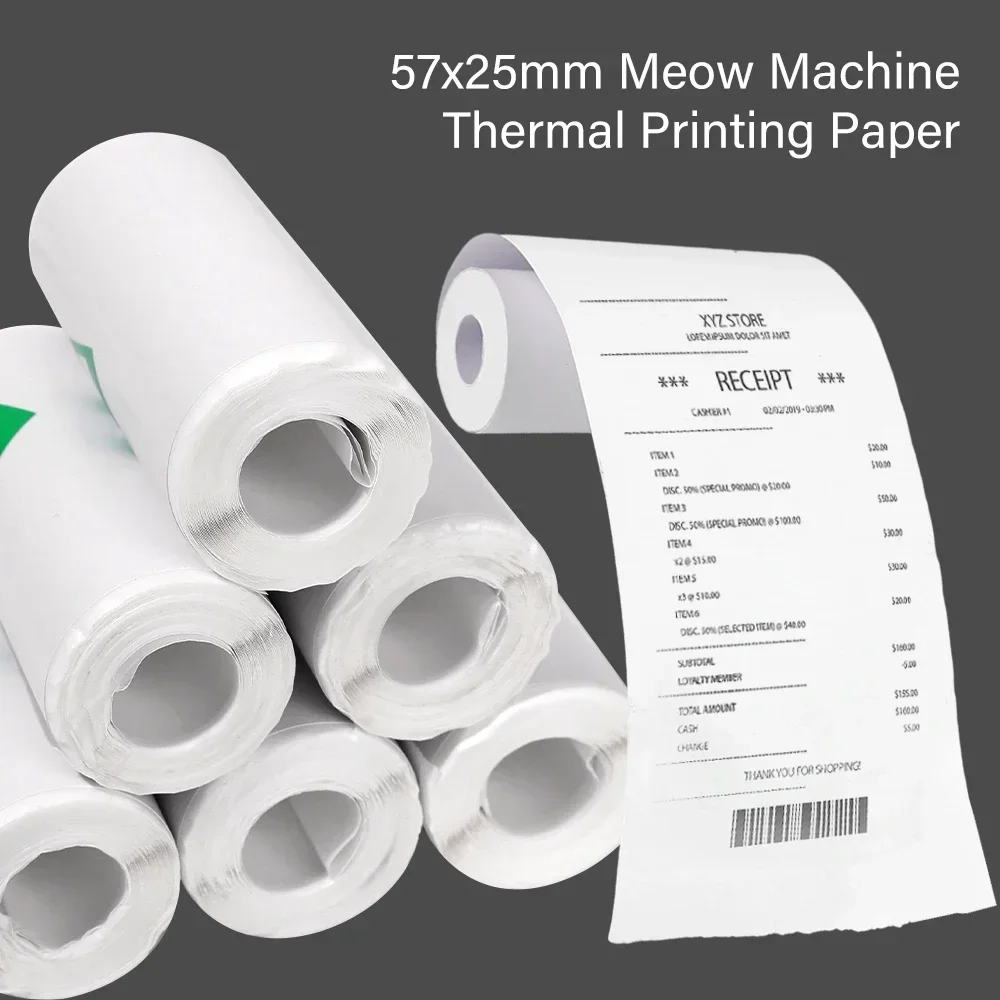 1/10PCS Mini Printer Paper Thermal Printer Paper Thermal Sticker Papers for Photos Journals Notes Student To-do Lists 57x25mm