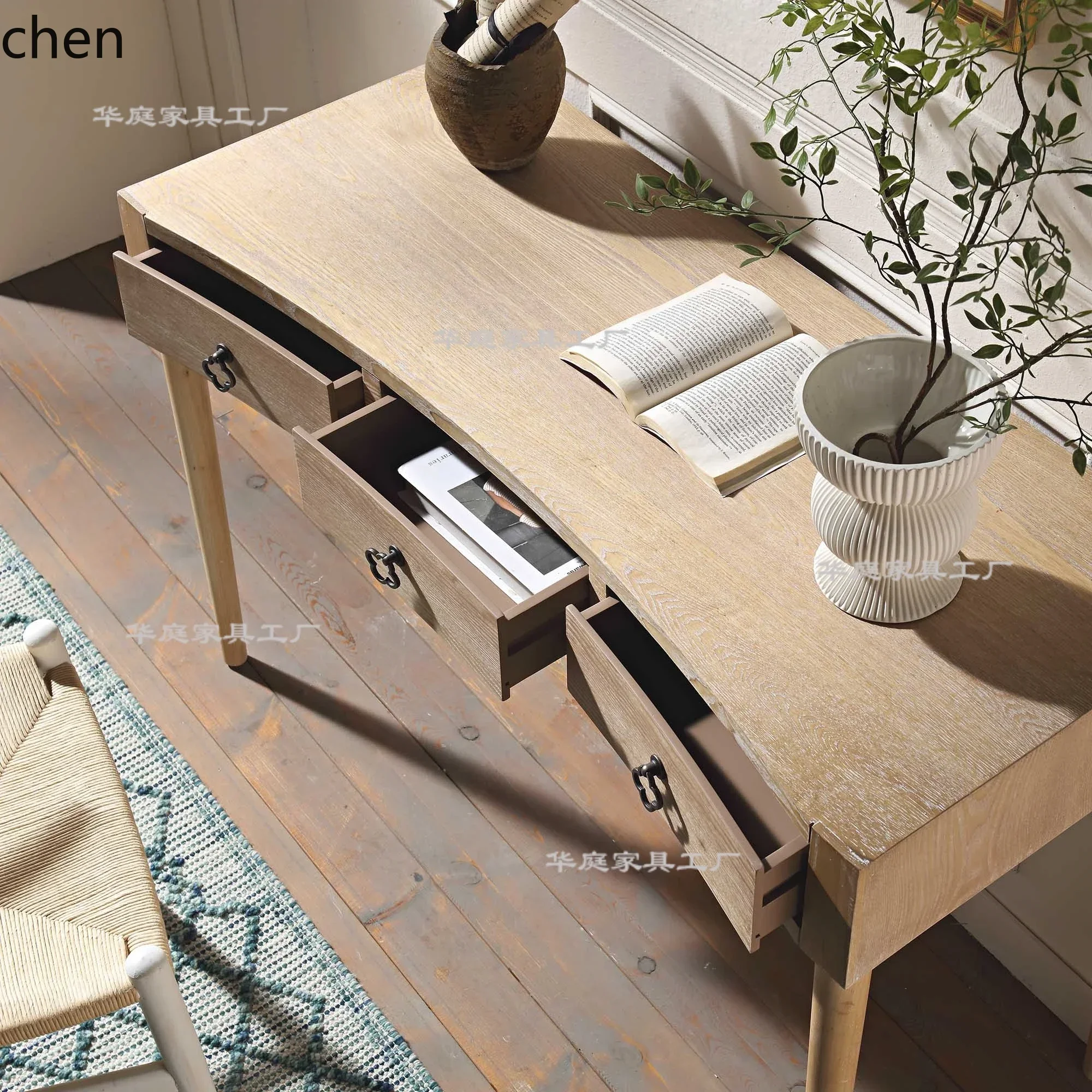 YFY  Solid Wood Office Desk Writing Desk Study Computer Dressing