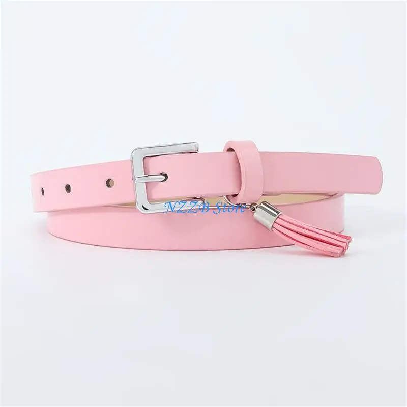 حزام خصر رفيع للفتيات T21F Y2K من البولي يوريثان لفستان الجينز وحزام خصر بإبزيم لراعية البقر #4