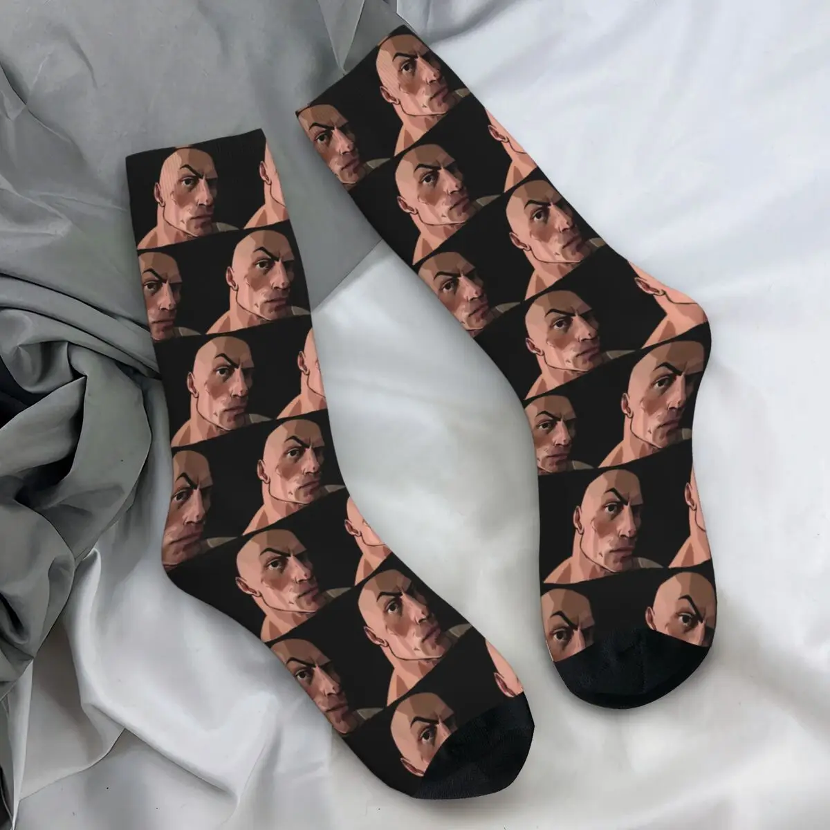 Eyebrow Meme Dwayne The Rock Johnson Stockings Custom Casual Socks Autumn Anti-Slip Socks Men Skateboard Soft Breathable Socks