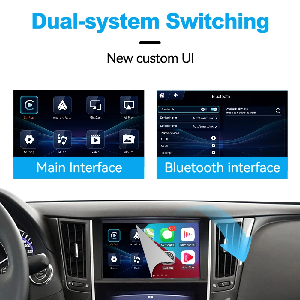 New JoyeAuto for Infiniti 2015-2019 Q50 Q60 Q50L QX50 Wireless Apple CarPlay Android Auto Retrofit Mirror-Link AirPlay Car Play