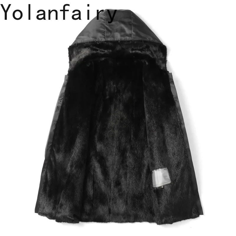 

YOLANFAIRY New Real Fur Parkas Jacket Men Hooded Winter High-end Natural Fur Coat Man Clothing Detachable Mink Fur Liner Coats