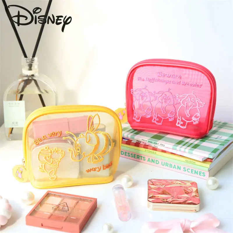 Disney Winnie Bear New Wash Bag Fashion Large Capacity Cosmetic Storage Bag Personalized Design Embroidered Transparent Bag