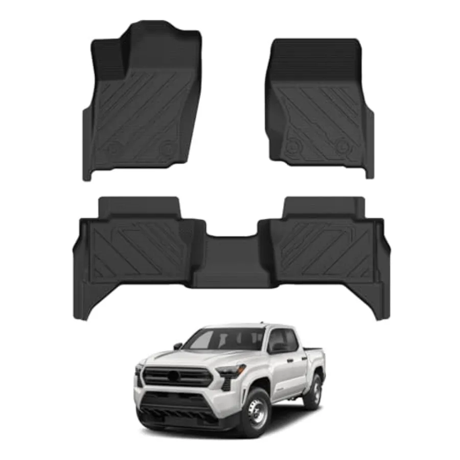 

All Weather Floor Mats for Toyota Tacoma 2024-2026 Double Cab Auto Tran Not Fit Hybrid Heavy Duty TRD/SR/SR5/Limited Car Mats B