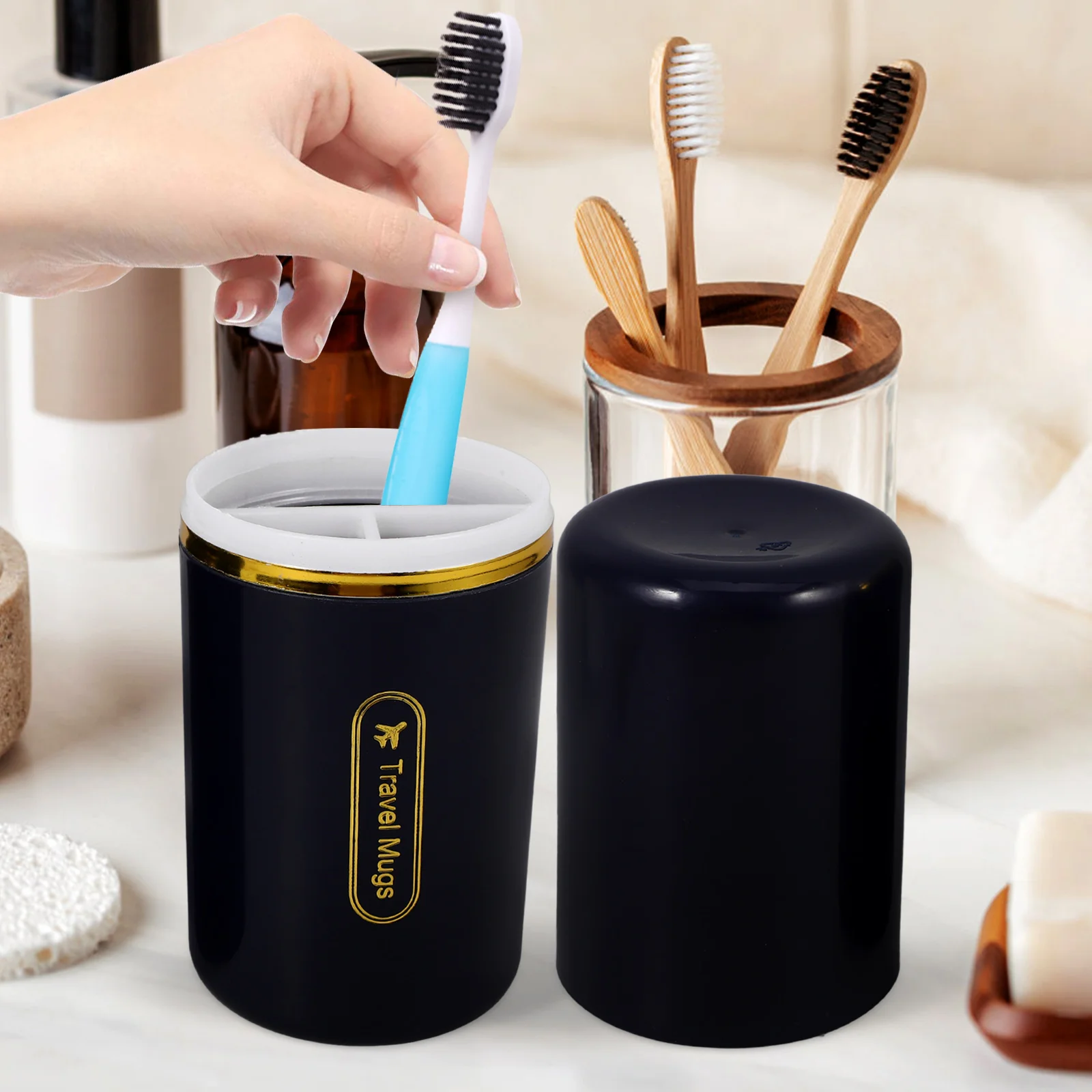 

2Pcs Toothbrush Box Portable Plastic Holder Travel Case Storage Container Foldable Toothpaste Storage Case Lightweight Durable