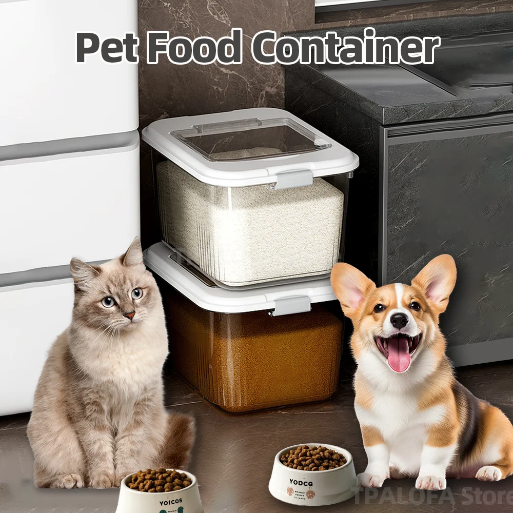 Dog Food Storage Container Moisture Proof with Transparent Airtight Lid Multifunctional Storage Box Rice Flour Food Container