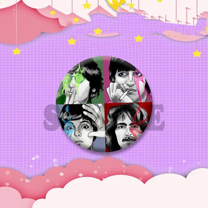 Rockband The B-Beatles Münzbroschen George Harrison Abzeichen Runde Plastikbroschen für Rucksack, Schuhe, Schmuck, Sammlerstücke, Geschenke – Detail 4