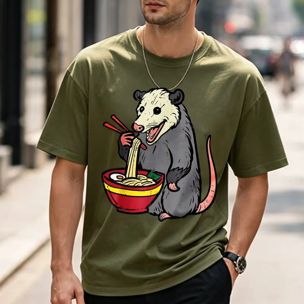 Opossum Ramen Kawaii Possum Japanese Food Men Women T-Shirt Manga Funny Outdoors High Quality Cotton Short-sleev Casual Tees Top