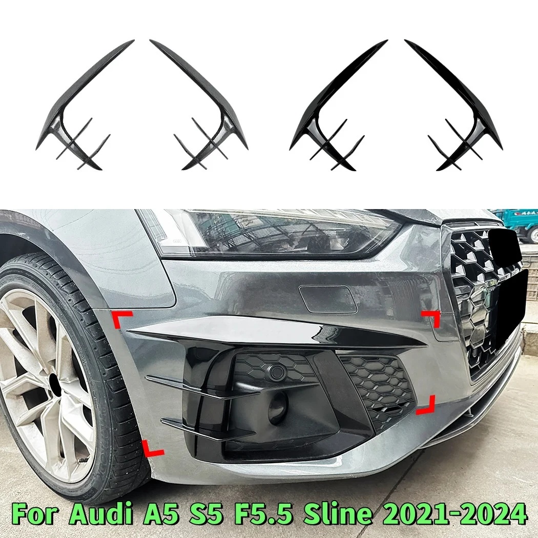 

For Audi A5 S5 F5.5 Sline 2021-2024 Front Bumper Air Vent Trim Wind Knife Canard Splitter Spoiler Lip Exterior Accessories