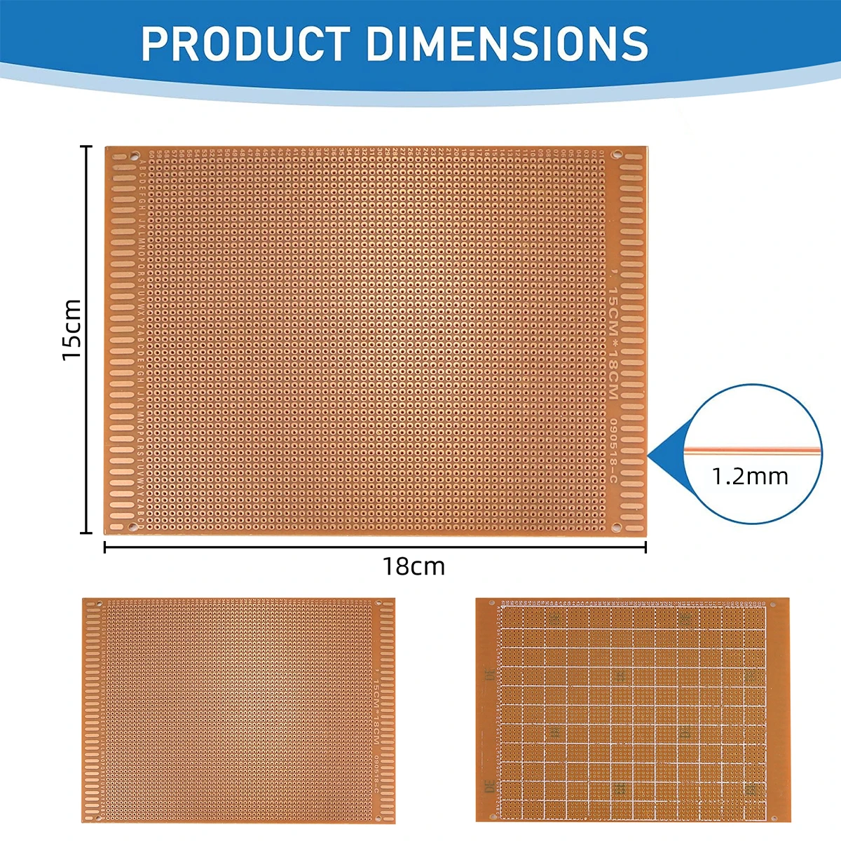 2Pcs Single Sided Universal PCB Board 2.54mm Hole Pitch Protoboard DIY Soldering Circuit Board for Electronic Experiment