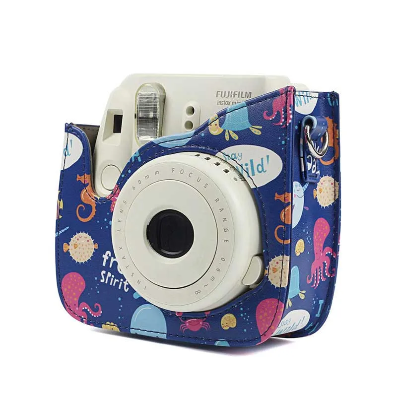 For Fujifilm Film Camera Bag for Instax Mini 9 8 8+ Camera Case PU Leather Cover Bag with Shoulder Strap