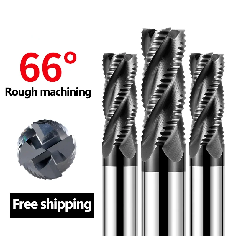 

HRC66 Solid Carbide Roughing End Mills 4 Flute 3-20 CNC Milling Cutter Bits Router Bit For Stainless Steel Metal Rough Machining