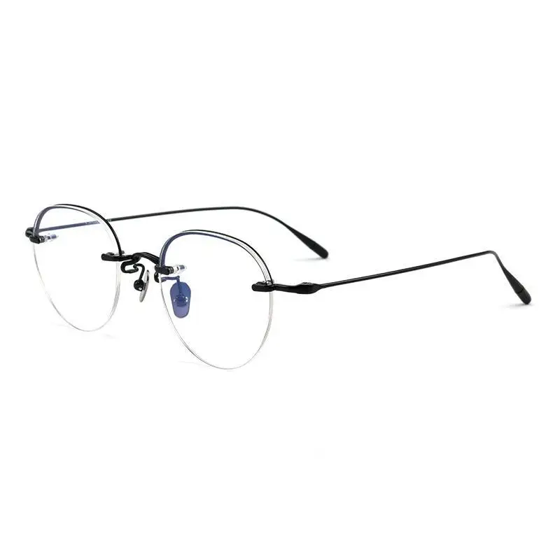 Japanese Designer Pure Titanium Rimless Glasses Men Women Retro Oval Ultralight Frameless Optical Prescription Eyeglasses Frames